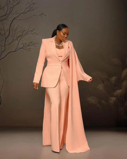 Modern One Button Women Jacket Outfits 2 Pieces Elegant Full Sleeve Blazer Wide Legs Pants Custom Made Party Dresses