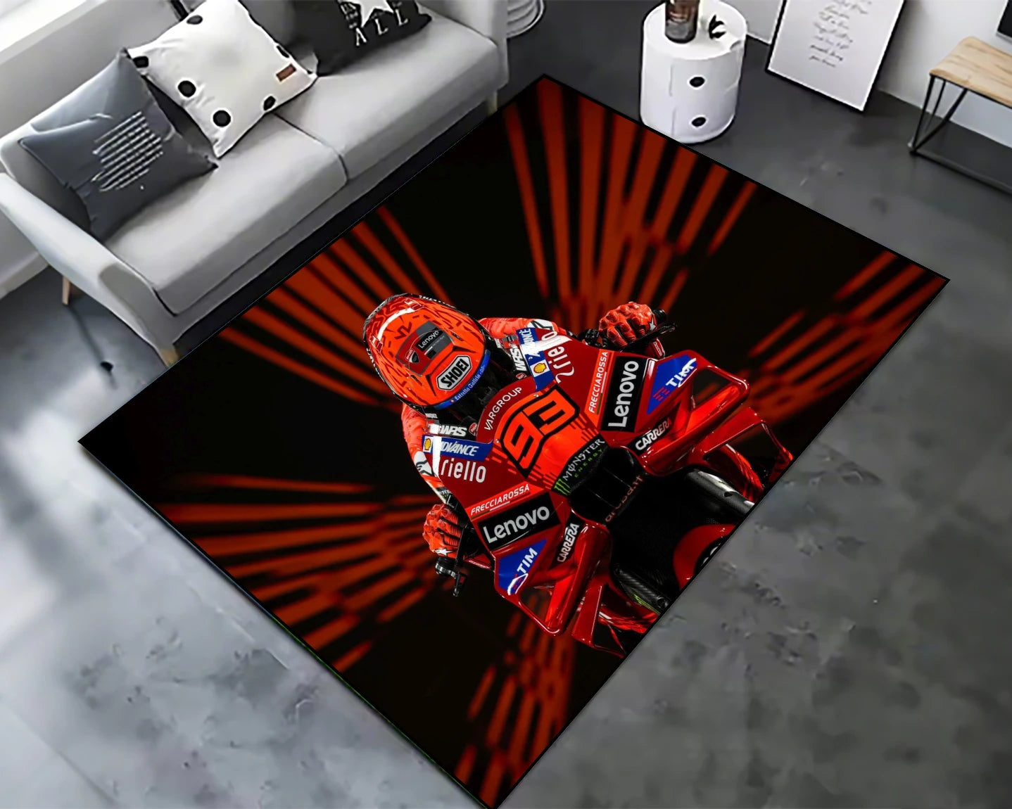 93 Racing Motorcycle Carpet Display Mat Non-Slip and Dirt Resistant, Bedroom Room Rug, Hallway Garage Decorative Mat