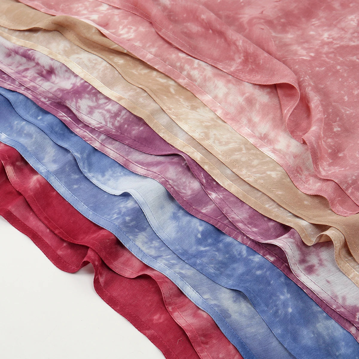 190*90cm Big Size Modal Cotton Hijab Women Tie-dye Scarf Double Stitching Shawl Muslim Gradient Plain Cotton Rayon Headscarf
