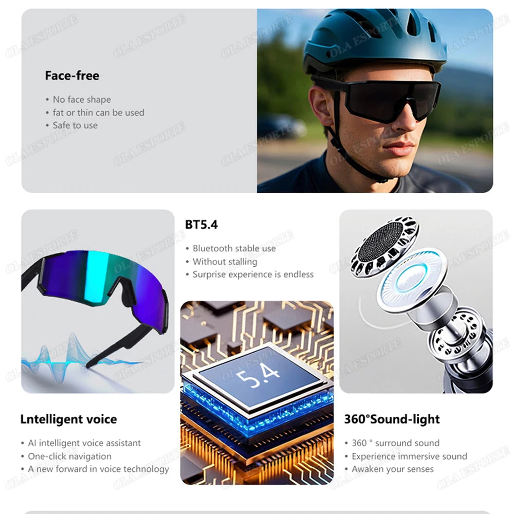 2026 New Smart Glasses Bluetooth Call Audio Music Player Glasses Smart Sunglasses UV Anti Glare Man Glasses for Outdoor Cycling