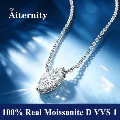 Marquise Cut Moissanite Necklace S925 Sterling Silver D Color VVS1 Clarity Excellent Cut Wedding Fine Jewelry