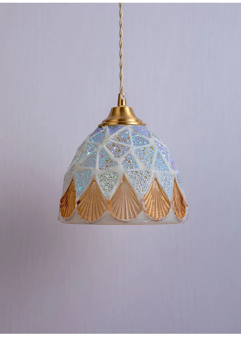 Glass Ceiling Chandelier Creative Sea Shell Lampshade Bedroom Bedside Hanging Lamp Interior Decoration Lighting Pendant Lights