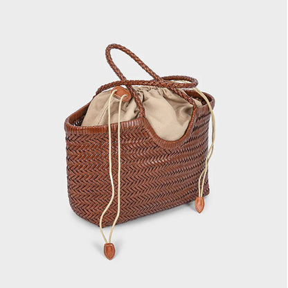 Handbags Women's Genuine Leather Shoulder Bag Weaving Casual Shopping Bag Vintage Big Tote Purse Cowhide Cross Hand Bags Lady
