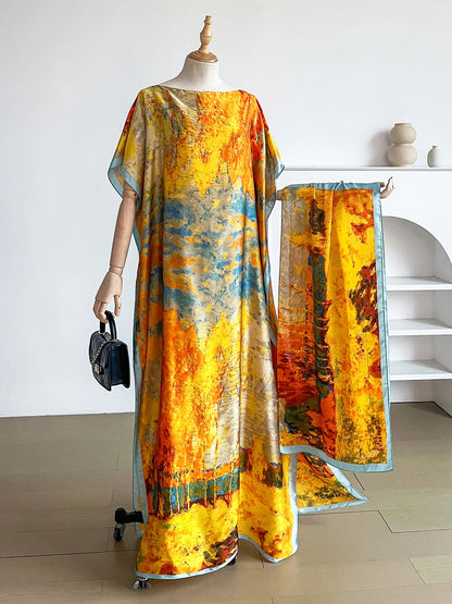 New 2026 Summer Women's Satin Silk Sunscreen Rob African Dashiki Dubai Style Beachwear Fashionable Abaya Clothing