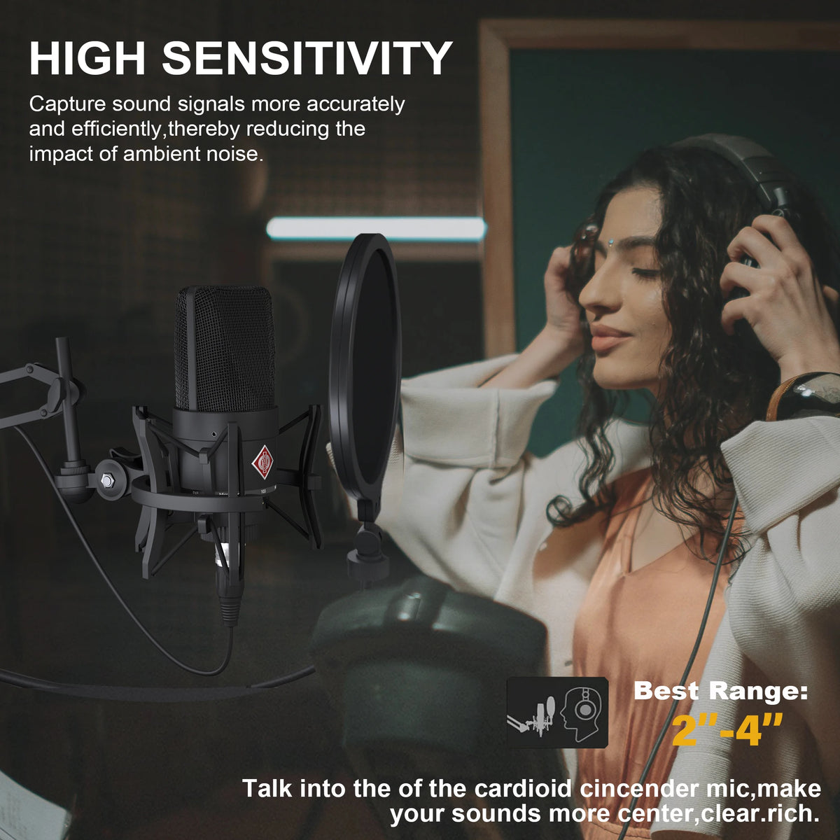 AMX 103 XLR Condenser Microphone 48V Phantom Power Mic for Audio Interface Mixer Studio Recording Podcast Streaming Voice Over