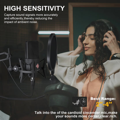 AMX 103 XLR Condenser Microphone 48V Phantom Power Mic for Audio Interface Mixer Studio Recording Podcast Streaming Voice Over