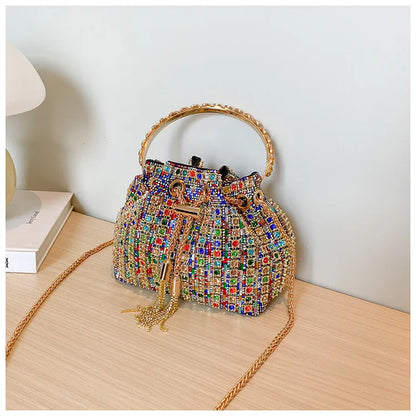 luxury Designer purses and handbags bags for women bucket clutch purse evening banquet bag Crystal rhinestone shoulder bag