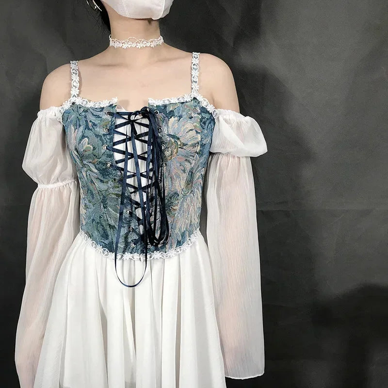 Lolita Tanks Corset Sexy Slimming Bandage Shapewear Women Evening Party Elegant Retro Bustier Top Streetwear Woman Clothes