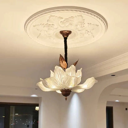  Flower Petal Pendant Light Medieval Style Chandelier Retro Tricolor Lights Interior Restaurant Living Room Bedroom Lighting