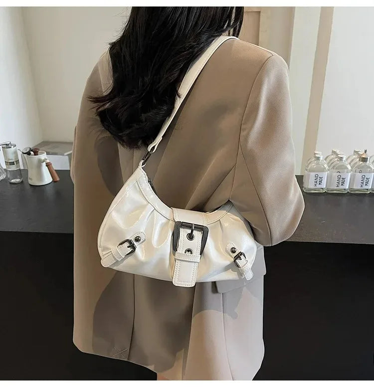 Y2K Retro Pleated Hobo Shoulder Bag for Women Hot Selling Maillard Style Underarm Bag Clutch Handbags for Travel Work Shopping