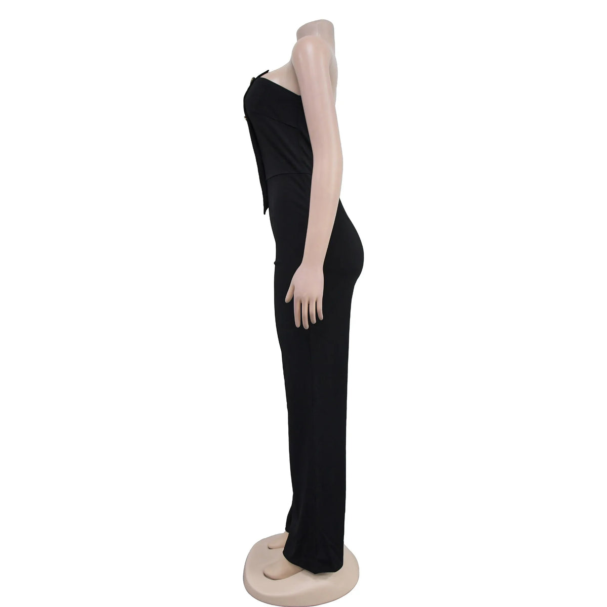 Sexy Backless Strapless Jumpsuit Summer Women Fashion Solid Button Sleeveless Slim Fit Wrap Hip Jumpsuits Elegant Office Romper