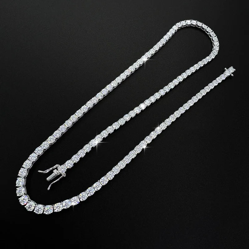 Luxury  Jewelry VVS Moissanite  Sterling Silver 925 Fashion Moissanite Tennis Chain Bracelet and Necklace For Women