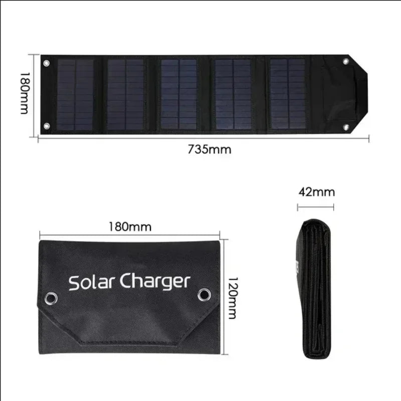 100W/80W/60W Foldable Solar Panel 5V USB Portable Battery Charger for Cell Phone Outdoor Waterproof Power Bank for Camping