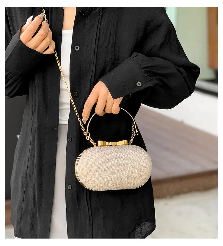 Luxury Sequined Hand-held Dinner Bag, Elegant Style Bag, High-end Chain Single-shoulder Crossbody Bag, Handbag for Wedding Party