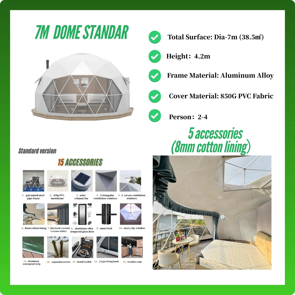 Tent for Hotel Camping Resort Europe in Stock 6M 7M  Luxury Outdoor Starry Sky Room Spherical Tent PVC Aluminum Geodesic Dome