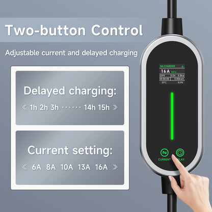 JNTAFEV EV Charger Portable 3.6kW TS-NACS Charger Plug 2.8" LCD Screen with Set Delay Schedule Charging Station for Tesla Cars