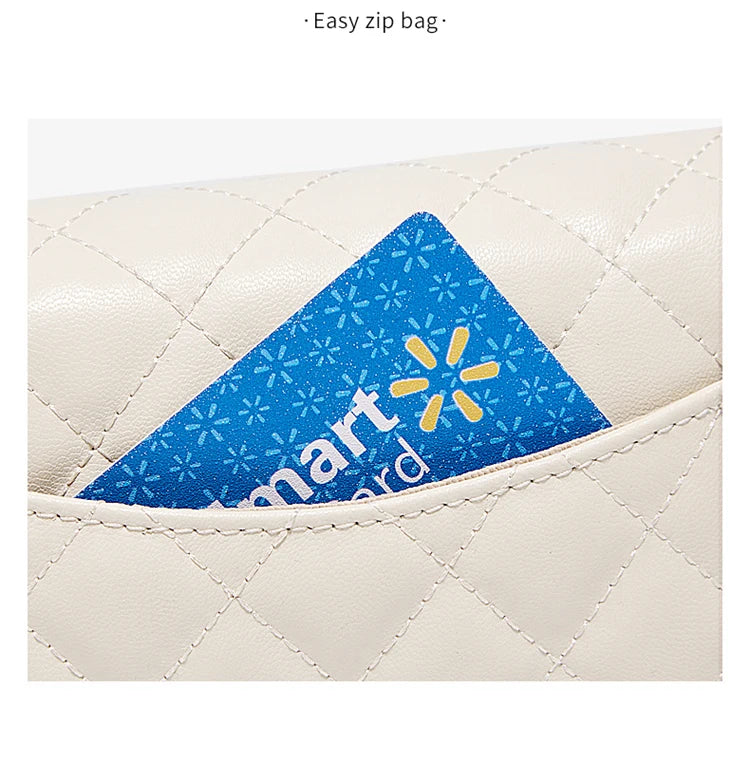 FOXER 2026 Women White Quilted Crossbody Bag Luxury Leather Chain Shoulder Bag Fashion Lady Flap Square Purse for Casual & Party