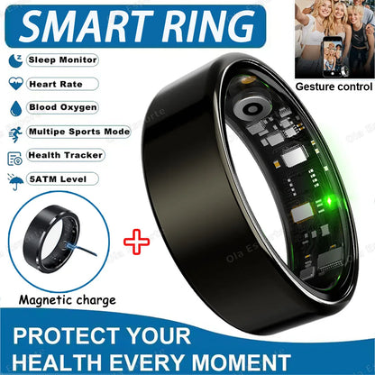 2026 New R12 Smart Ring with Charging Case, Heart Rate Blood Oxygen Sleep Health Manager,5ATM Waterproof For Men Women Smartring