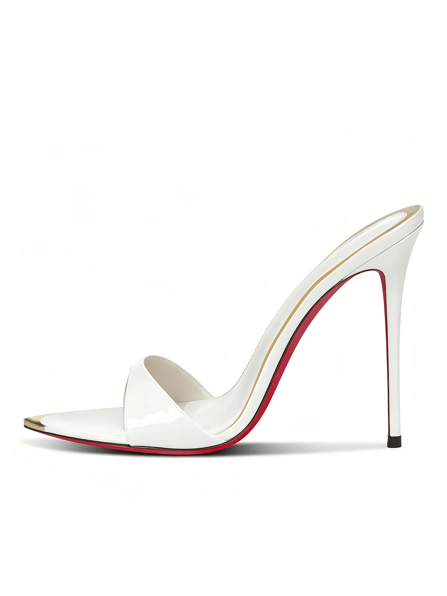 Customized metal pointed high-heeled cool slippers for summer,with a slim heel and elegant styleworn externally with a half drag