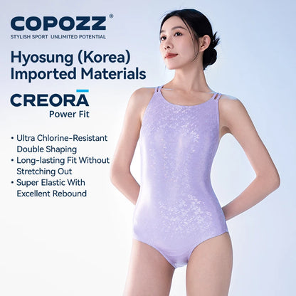 COPOZZ Woman New One-Piece Swimsuit Solid Beach Sleeveless Hollow Out V Collar Summer Female Suits Swimming Sport Adult Swimsuit