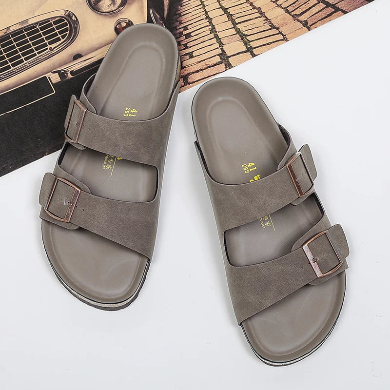 Men Leather Sandals Summer Classic Boys Shoes Slippers Soft Sandals Roman Comfortable Outdoor Beach Walking Footwear All-Match