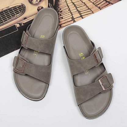 Men Leather Sandals Summer Classic Boys Shoes Slippers Soft Sandals Roman Comfortable Outdoor Beach Walking Footwear All-Match