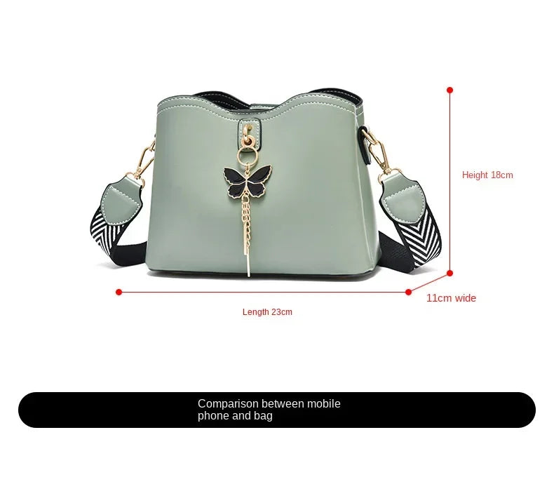2025 Women White Handbag New Designer Butterfly Tassel PU Leather Messenger Bags Ladies Crossbody Female Tote Shoulder Bag
