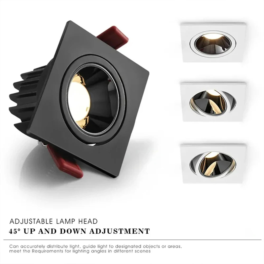 Recessed LED Ceiling Lamp 9W 12W 15W Single/Double Head LED Spot Lights COB Anti-Glare Downlight For Home Office Store Indoor
