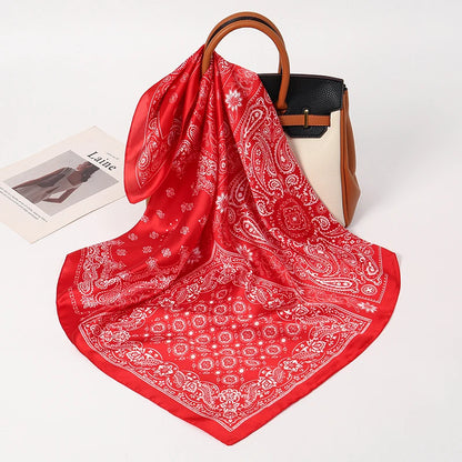 70Cm Square Paisley Printed Women Scarf Silk Satin Scarves Shawl Designer Headband Hijab Bandana Wrap Bufanda