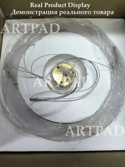 Round Faux Marble Chandelier Lights for Living Room Dining Room Resin Marble-effect Hanging Pendant Lamp Ring for High Ceiling