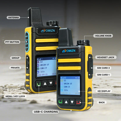 OMIZN Walkie Talkie 4G Global Signal Radio 5000 Km POC Radios Long Range Camping Waterproof IP65 Portable Distance Calling G3