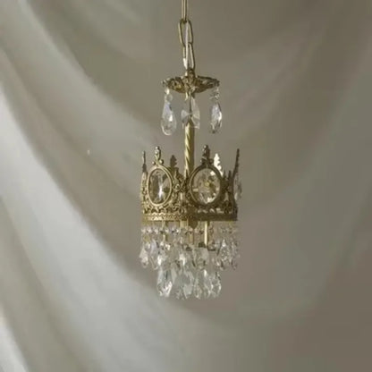Modern Luxury Chandelier LED Crystal Vintage French Pendant Lamps for Living Dining Table Room Golden Crown Lighting Home Deocr