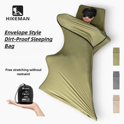 HIKEMAN Ultralight Portable Camping Sleeping Bag Liner Elastic Envelope Style for Adults Outdoor Hiking Washable Hotel Use