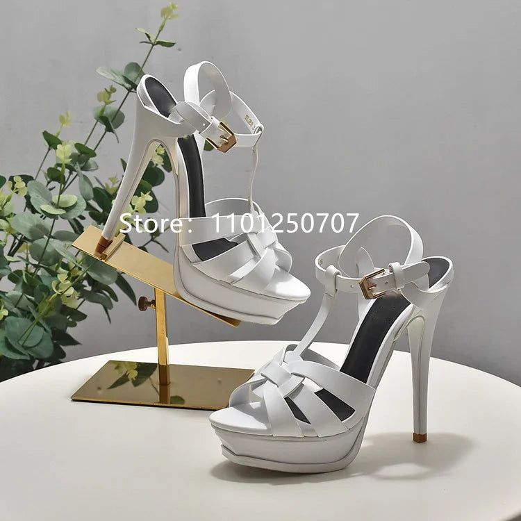 Luxury Style Women Sandals Summer Platform Women High Heels 14CM Open Toe Spike Heels Dressing Shoes Brand