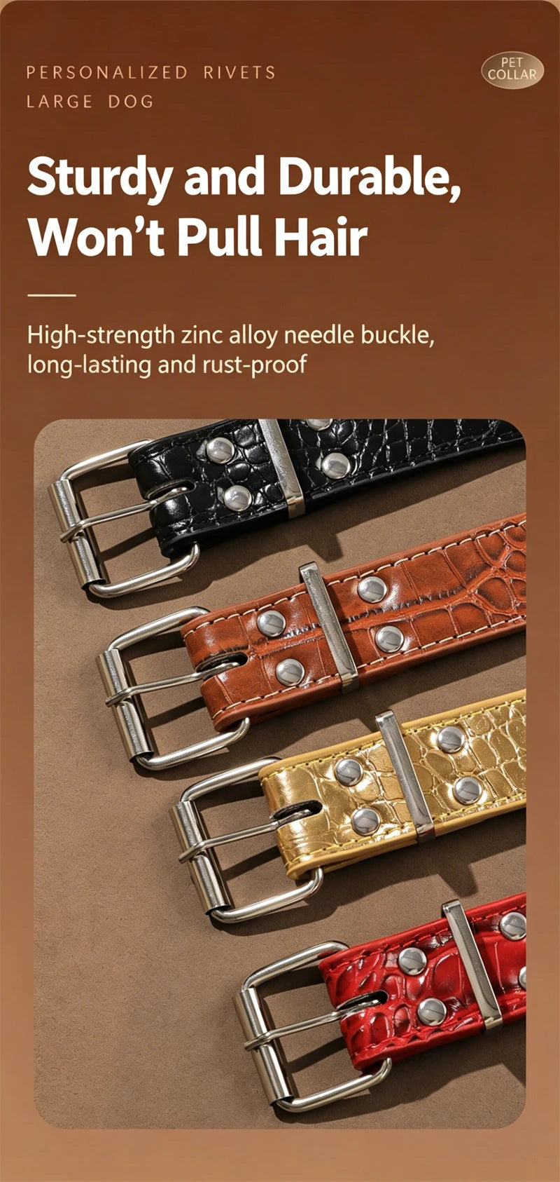 5CM Wide Spiked Studded Dog Collar Anti-Bite PU Leather Pet Collar for Large Dogs Pitbull Mastiff Pet Supplies Accessories