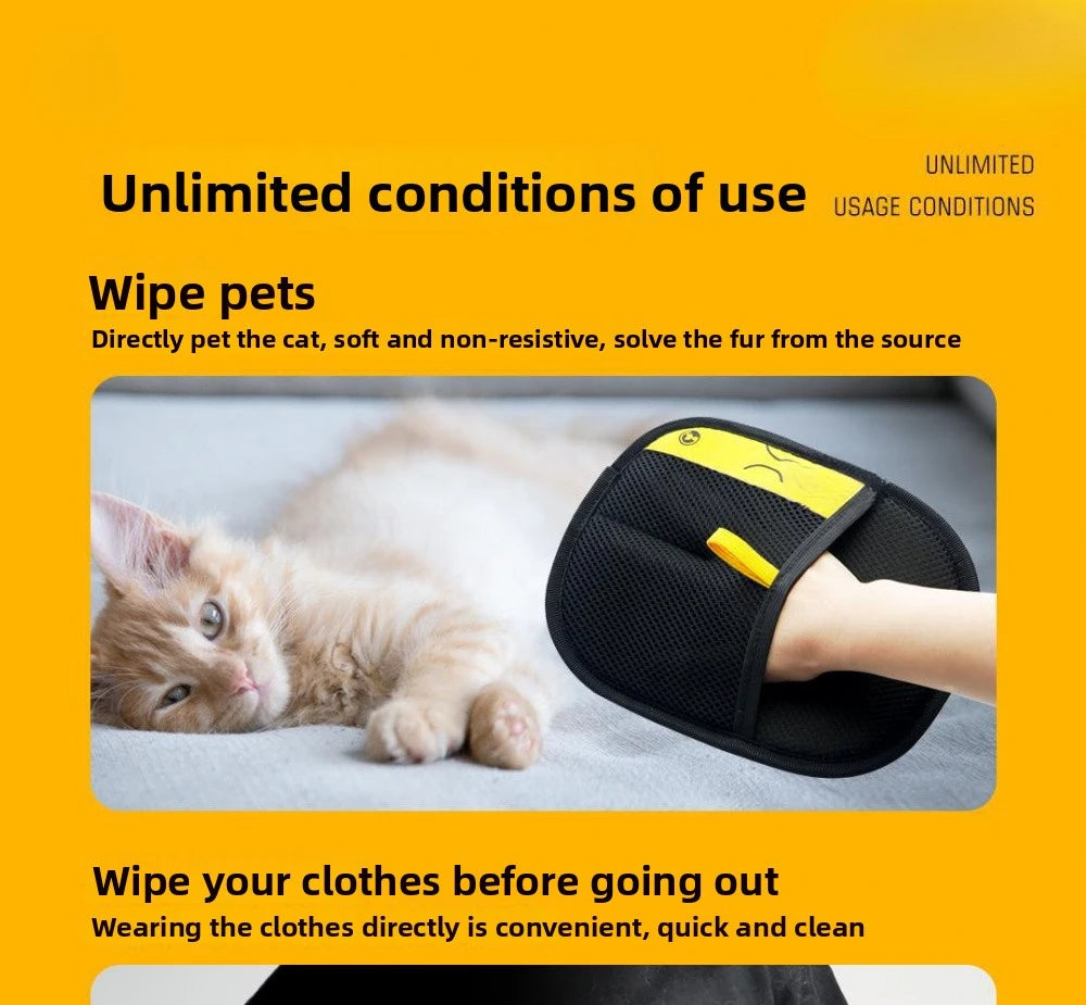 Pet Hair Removal Kit: Sticky Roller, Static Brush & Grooming Gloves - For Cat Dog Fur on Furniture Car Clothing