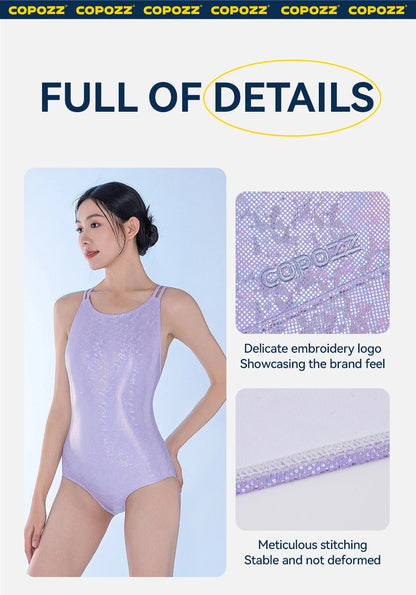 COPOZZ Woman New One-Piece Swimsuit Solid Beach Sleeveless Hollow Out V Collar Summer Female Suits Swimming Sport Adult Swimsuit
