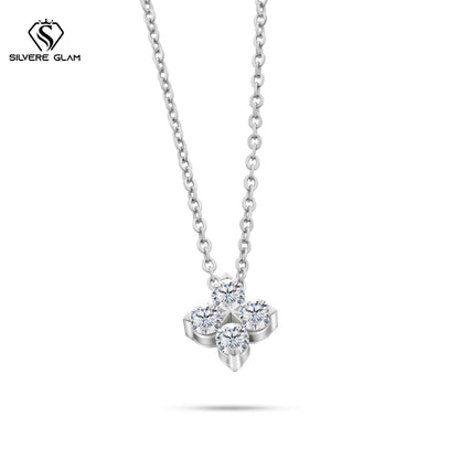 Classic Four Leaf 925 Sterling Silver 0.4CT D Color Moissanite Silver Necklace Chain For Women Fine Jewelry Gift Birthday Party