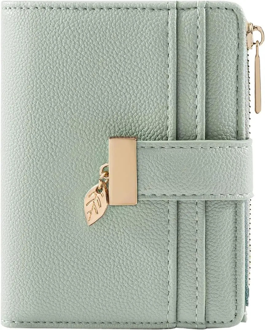 Pomelo Best Small Leather Wallet for Women Purse RFID Blocking Bifold Soft Card Holder with ID Window Zipper Coin Pocket Wallets