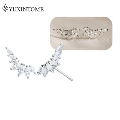 Women's 925 Sterling Silver Ear Needle Crystal Zircon Water Droplets Stud Hoop Gold Huggie Earrings Premium Luxury Party Jewelry