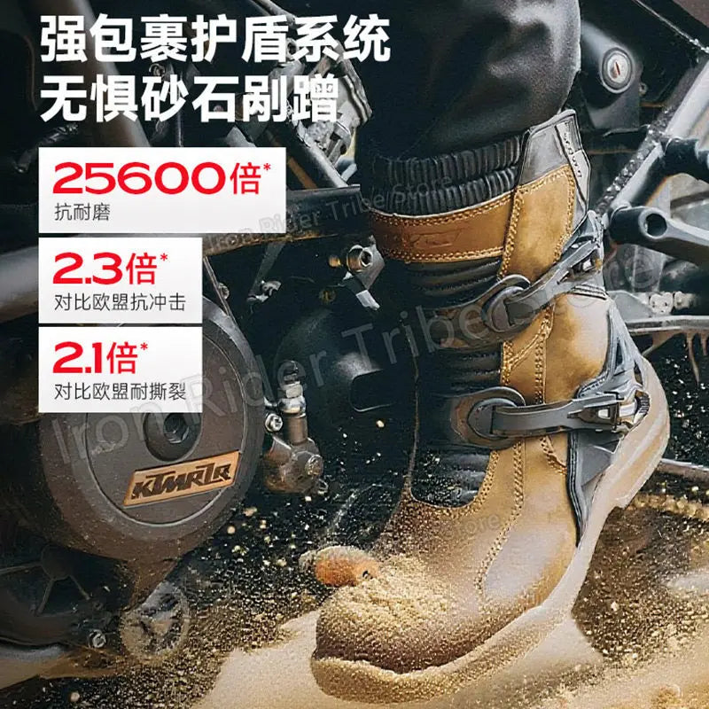 Men's Enduro Motocross Rally Boots, Waterproof TPU Leather Motorcycle Protective Boots, Anti-slip High  Off-Road Riding Shoes