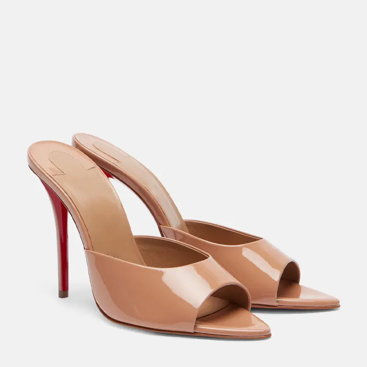 Summer New Women's Pointed Open Toothed Slim Fit High-heeled Slippers, Outdoor Sexy Sandals, Fashionable High-heeled Slippers