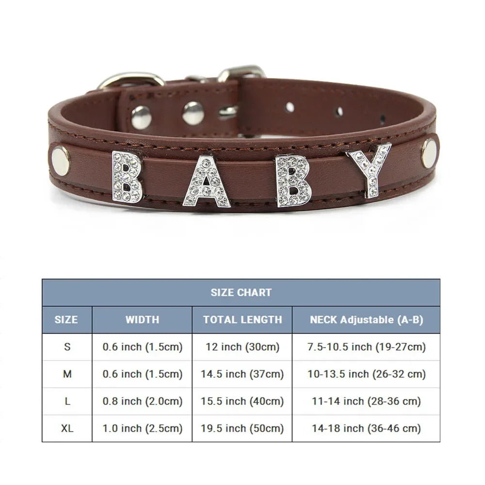 (Free Bling Rhinestone Letter)Custom Pet Cat Dog Collar Leather Puppy Collars For Small Medium Dogs Target Personalized Id Name