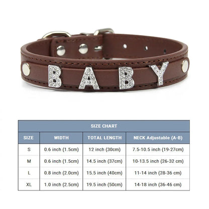 (Free Bling Rhinestone Letter)Custom Pet Cat Dog Collar Leather Puppy Collars For Small Medium Dogs Target Personalized Id Name