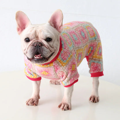 Multi Colors Winter Thick Furry Dog Clothing 4 Legged Fat Dog French Bull Sweatshirts Full Cover Pet Puppy Jumpsuit