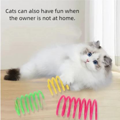 4Pcs Interactive Colorful Gauge Kitten Coil Spiral Springs Cat Toys for Kittens And Cats Pet Products