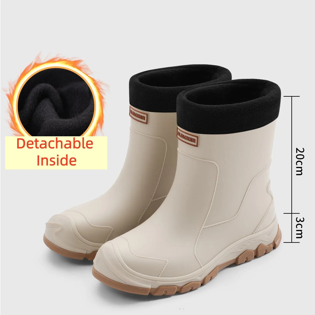 Mens High Top Rain Boots Mid Tube Couple Chef Shoes Thick Soled Long Tube Boot Outdoor Plush Warm Casual Boots Winter Water Shoe