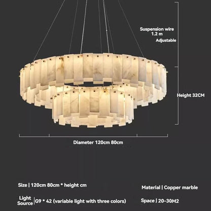 Minimalist Luxury Pendant Lights Solid Brass Natural Spanish Marble Chandelier Elegant for Living Room Dining Room Bedroom