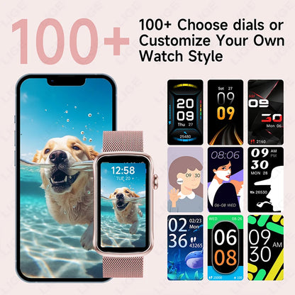 LIGE 1.47'' Smart Watch Women Men Smart Bracelet Heart Rate Step Count Sport Fitness Health Monitor Waterproof Smartwatch Ladies