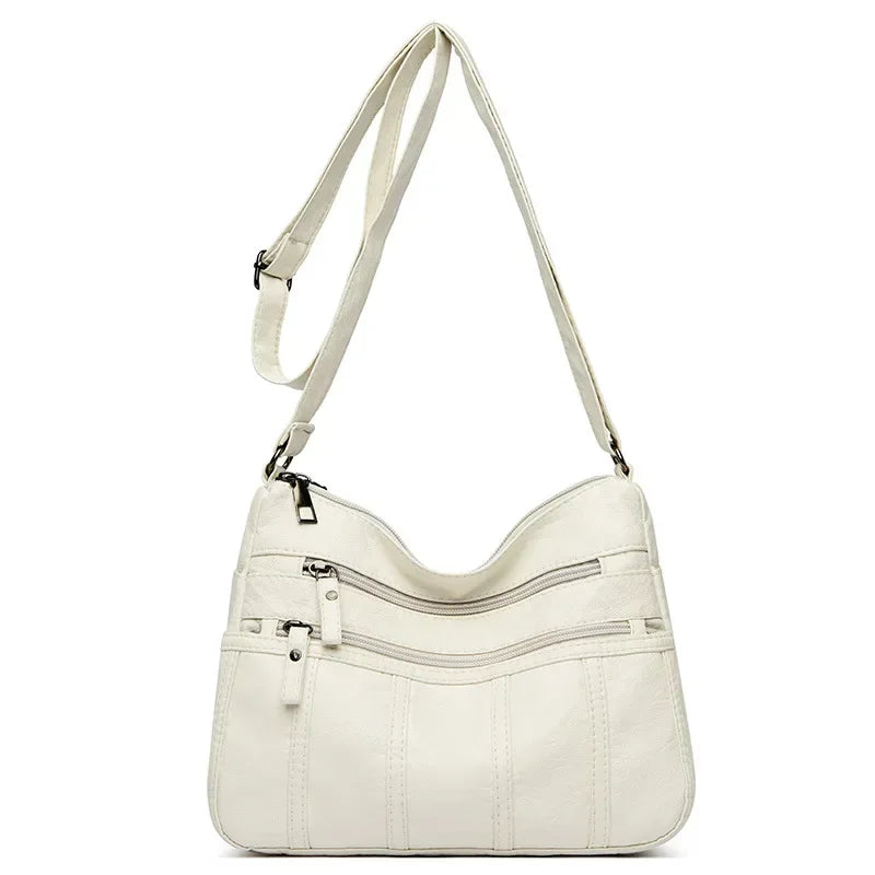 Fashion Soft Leather Crossbody Bags for Women 2026 Casual Female Multi Pocket Messenger Bags Retro Handbags Ladies Shoulder Bags